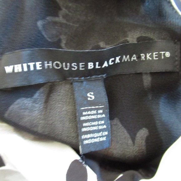 White House Black Market Top S Black Floral Sleeveless High Neck Halter - Picture 5 of 6